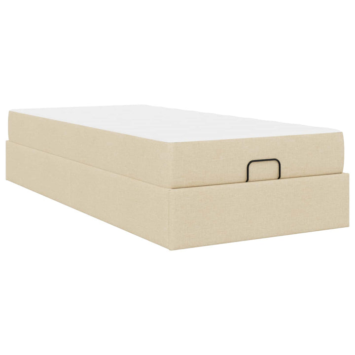 Sengeramme med madras 2 pcs Creme Stof