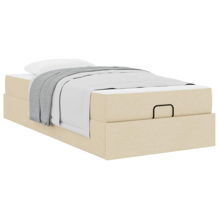 Sengeramme med madras 2 pcs Creme Stof