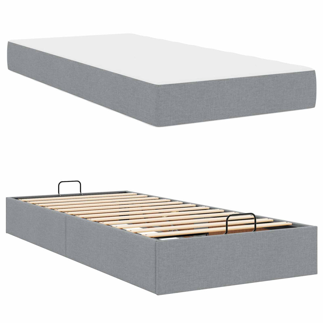 Sengeramme med madras 2 pcs Lysegrå Stof