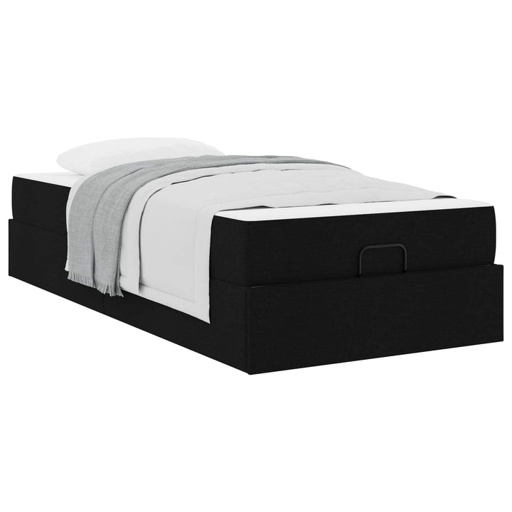 Sengeramme med madras 2 pcs Sort Stof