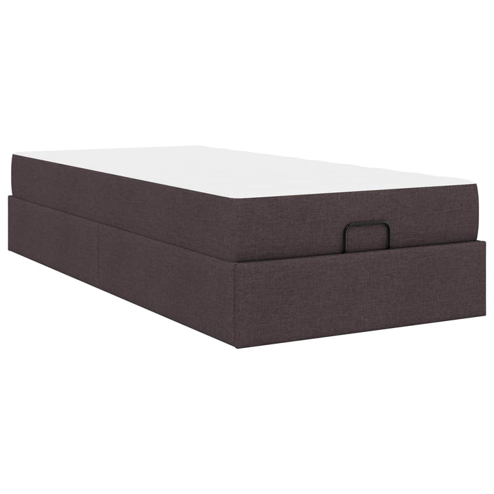 Sengeramme med madras 2 pcs Gyldenbrun Stof