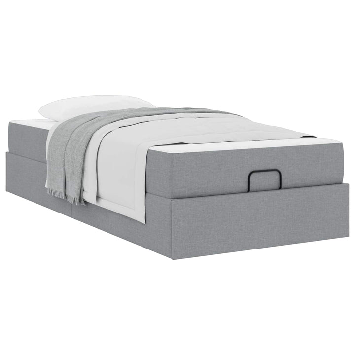 Sengeramme med madras 2 pcs Lysegrå Stof