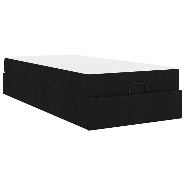 Sengeramme med madras 2 pcs Sort Stof