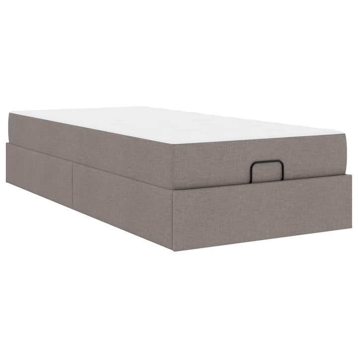 Sengeramme med madras 2 stk. Gråbrun Stof