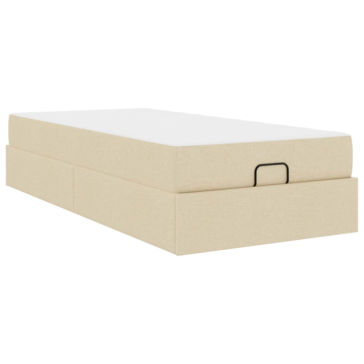 Sengeramme med madras 2 pcs Creme Stof