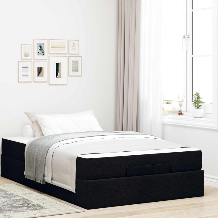 Sengeramme med madras 2 pcs Sort Stof