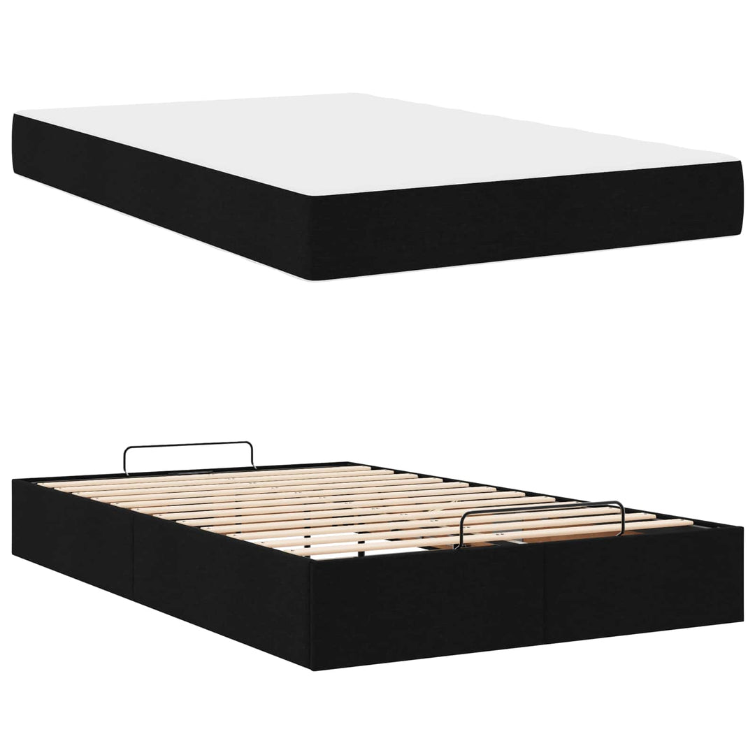 Sengeramme med madras 2 pcs Sort Stof