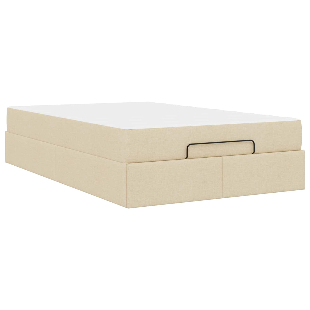 Sengeramme med madras 2 pcs Creme Stof