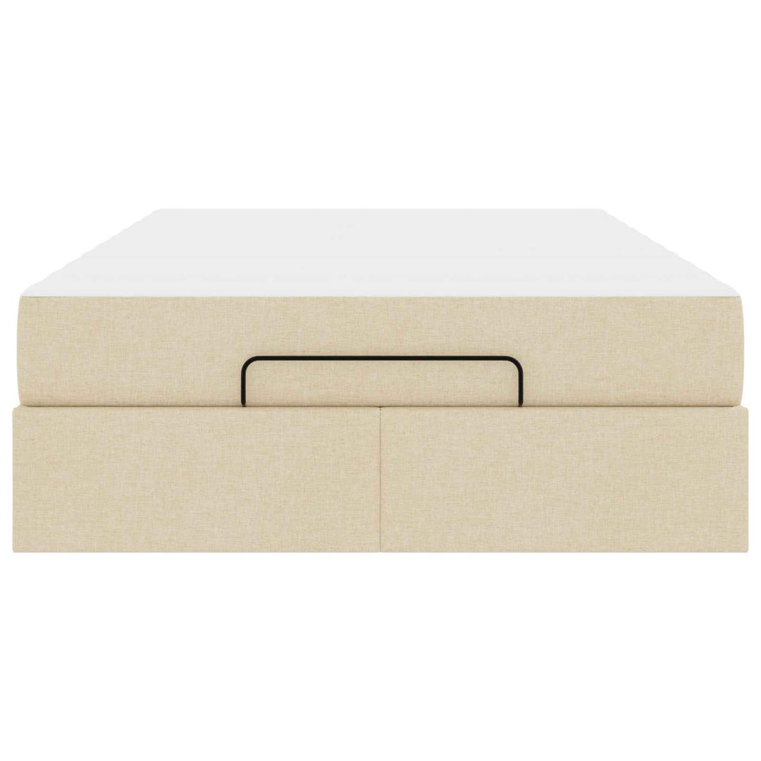 Sengeramme med madras 2 pcs Creme Stof