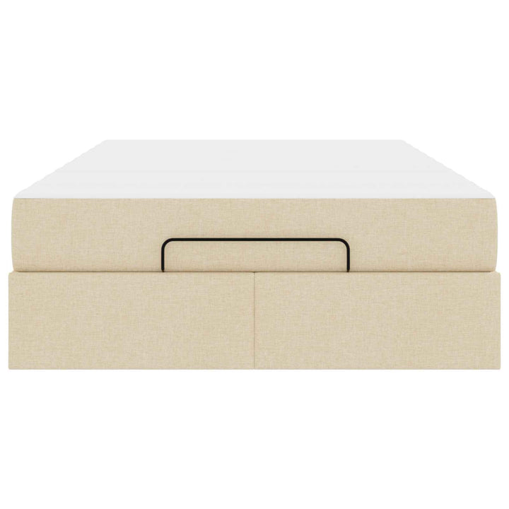 Sengeramme med madras 2 pcs Creme Stof