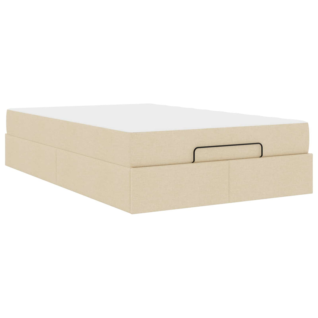 Sengeramme med madras 2 pcs Creme Stof