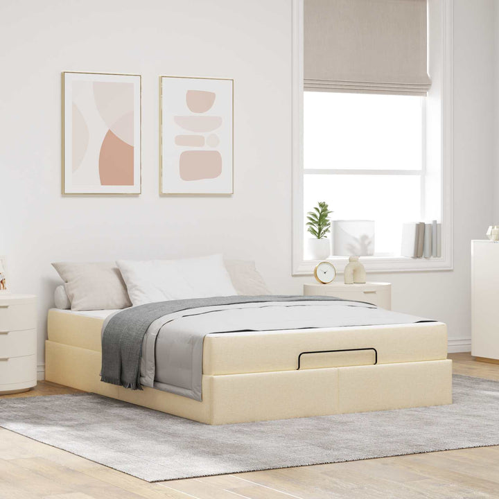 Sengeramme med madras 2 stk. Creme Stof