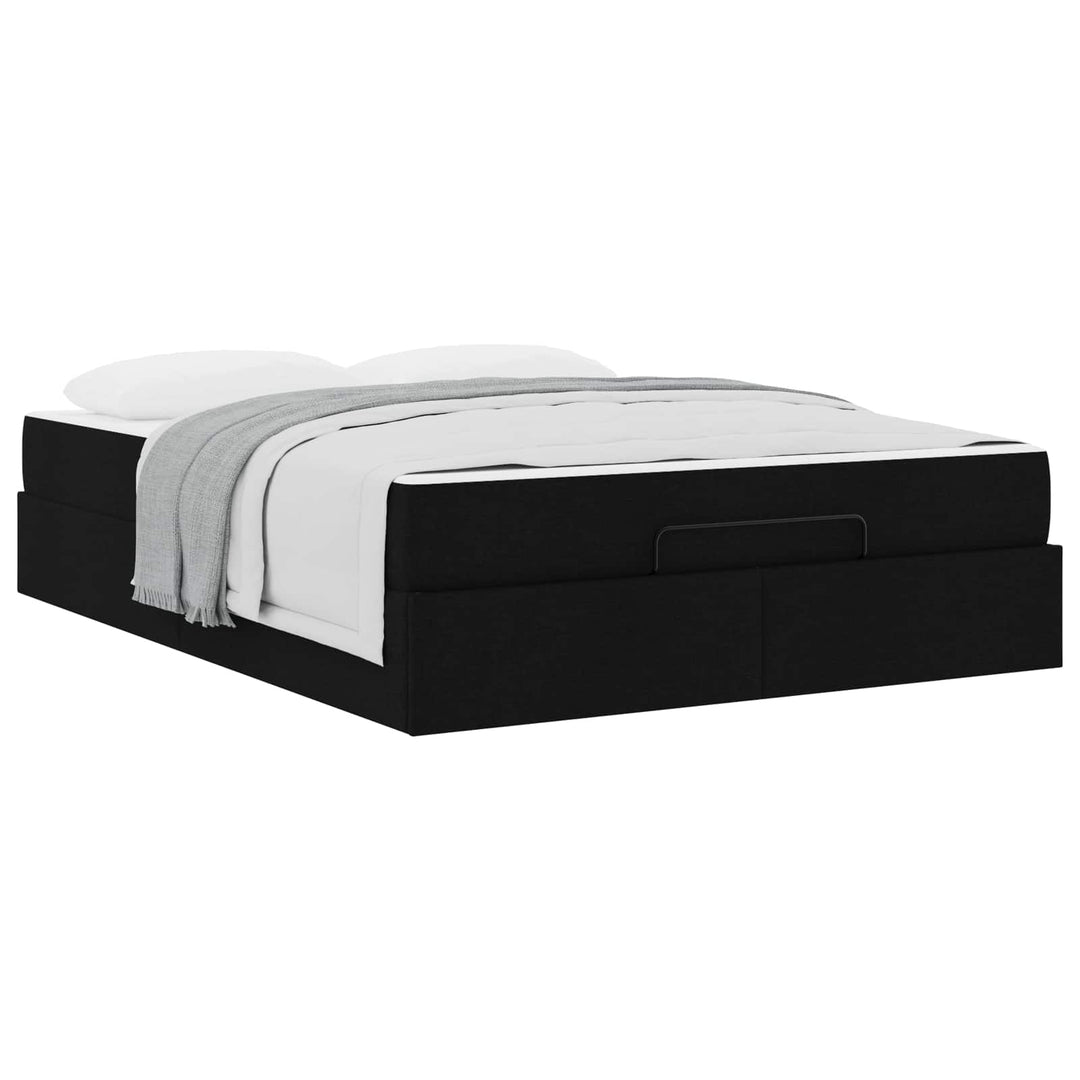 Sengeramme med madras 2 pcs Sort Stof