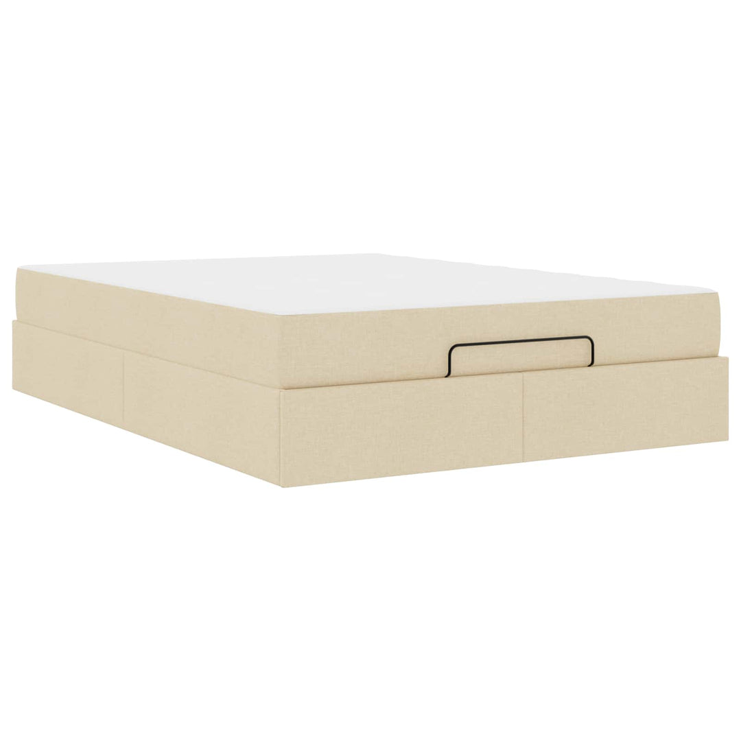 Sengeramme med madras 2 pcs Creme Stof