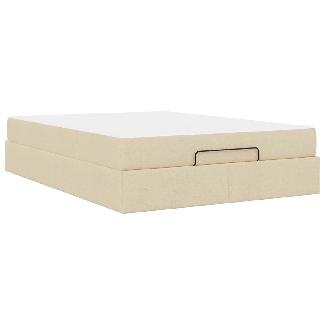 Sengeramme med madras 2 pcs Creme Stof