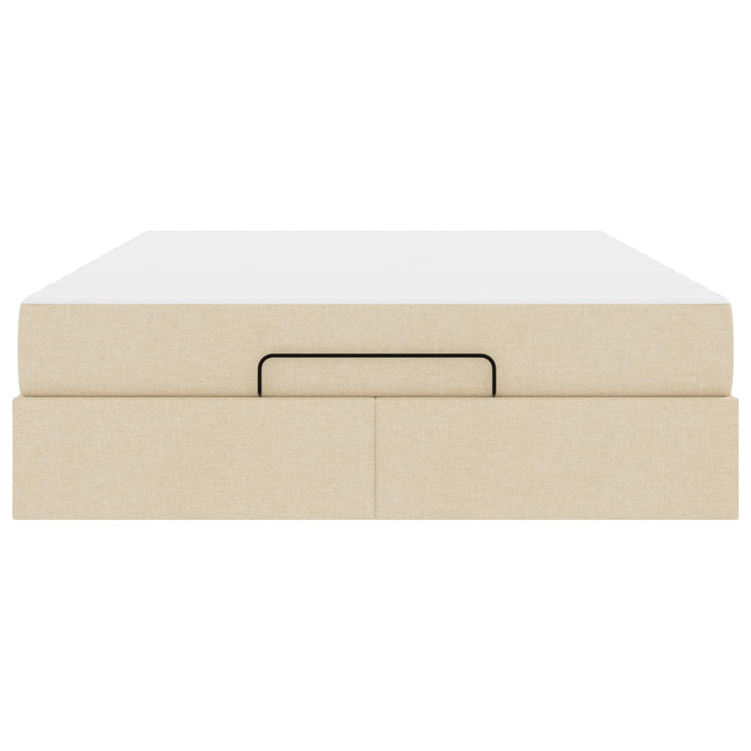 Sengeramme med madras 2 pcs Creme Stof