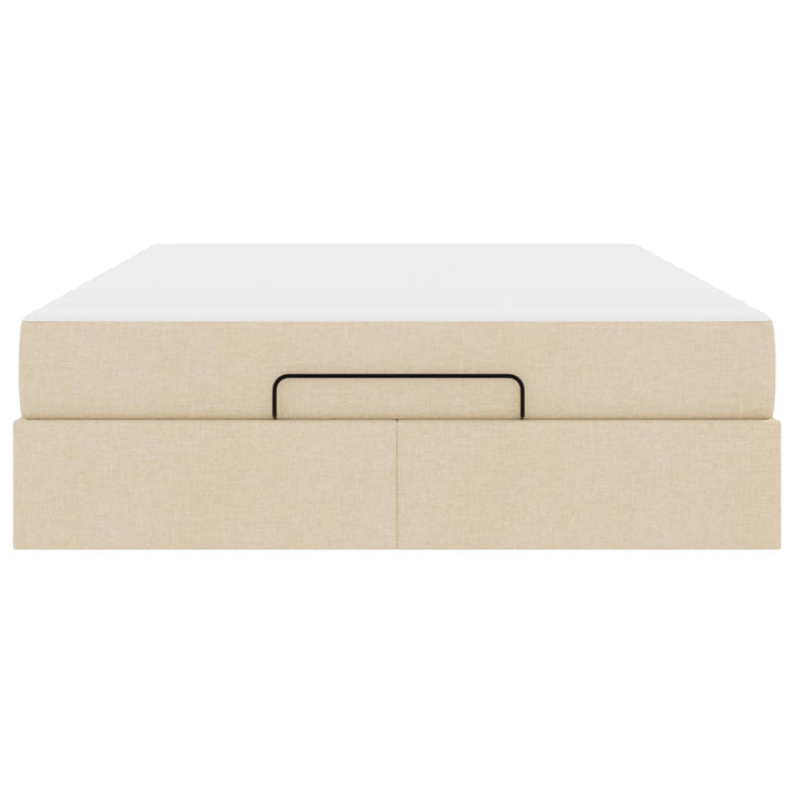 Sengeramme med madras 2 pcs Creme Stof