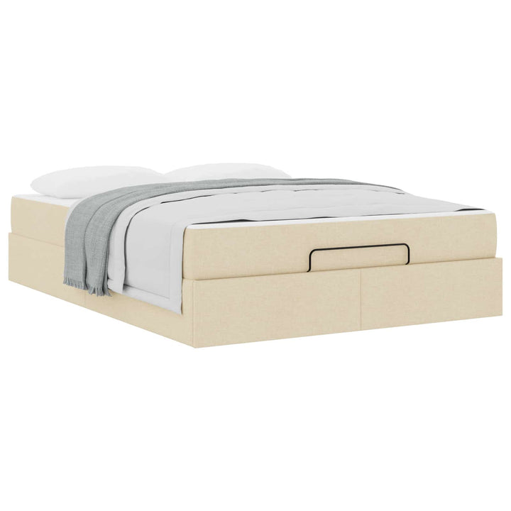Sengeramme med madras 2 pcs Creme Stof
