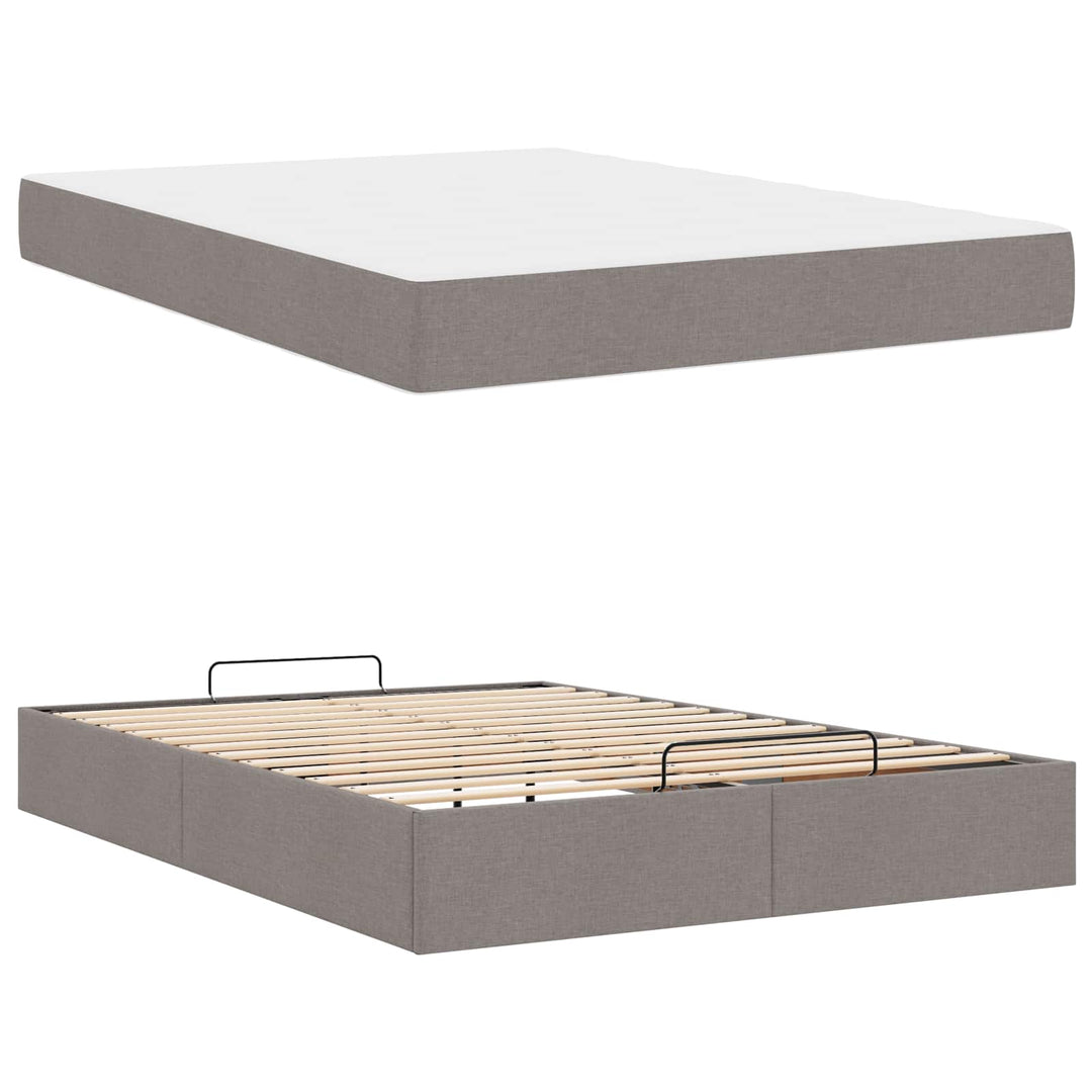 Sengeramme med madras 2 pcs Gråbrun Stof