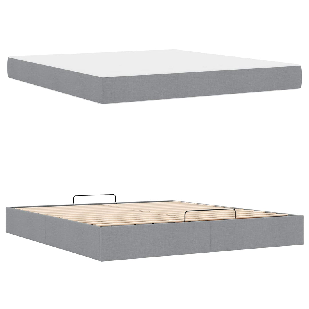 Sengeramme med madras 2 pcs Lysegrå Stof