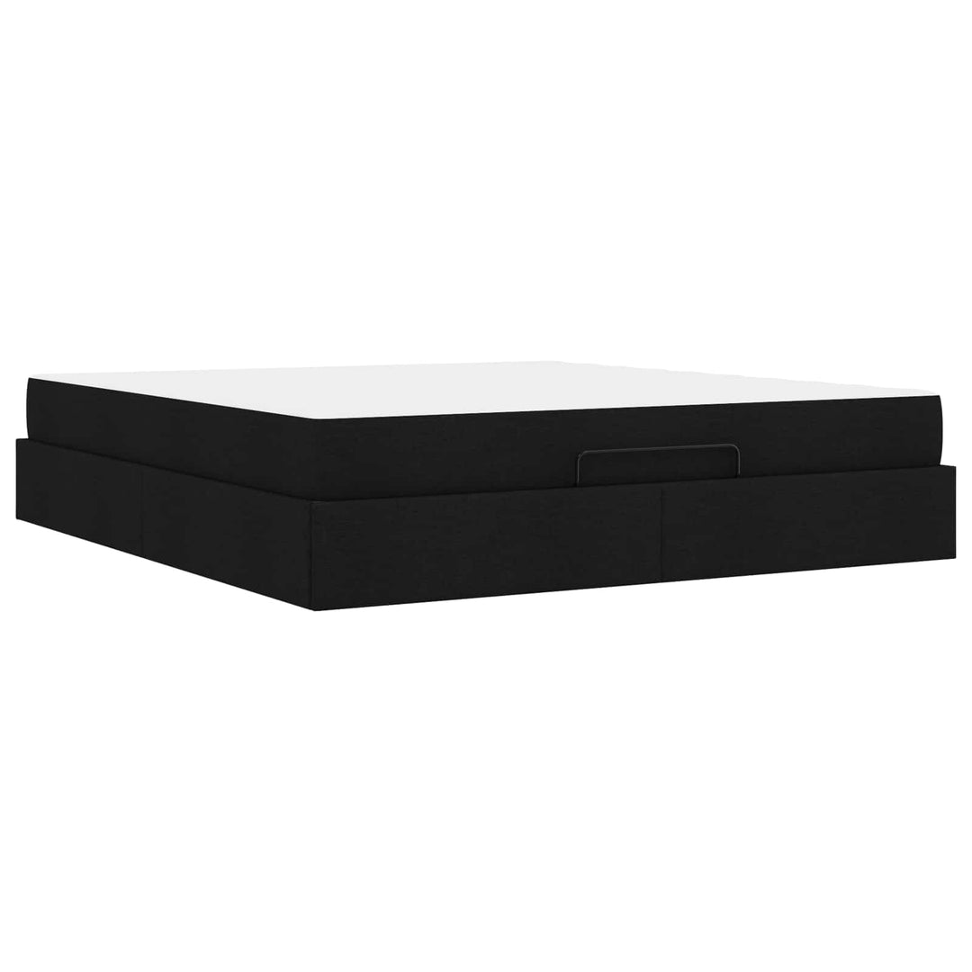 Sengeramme med madras 2 pcs Sort Stof
