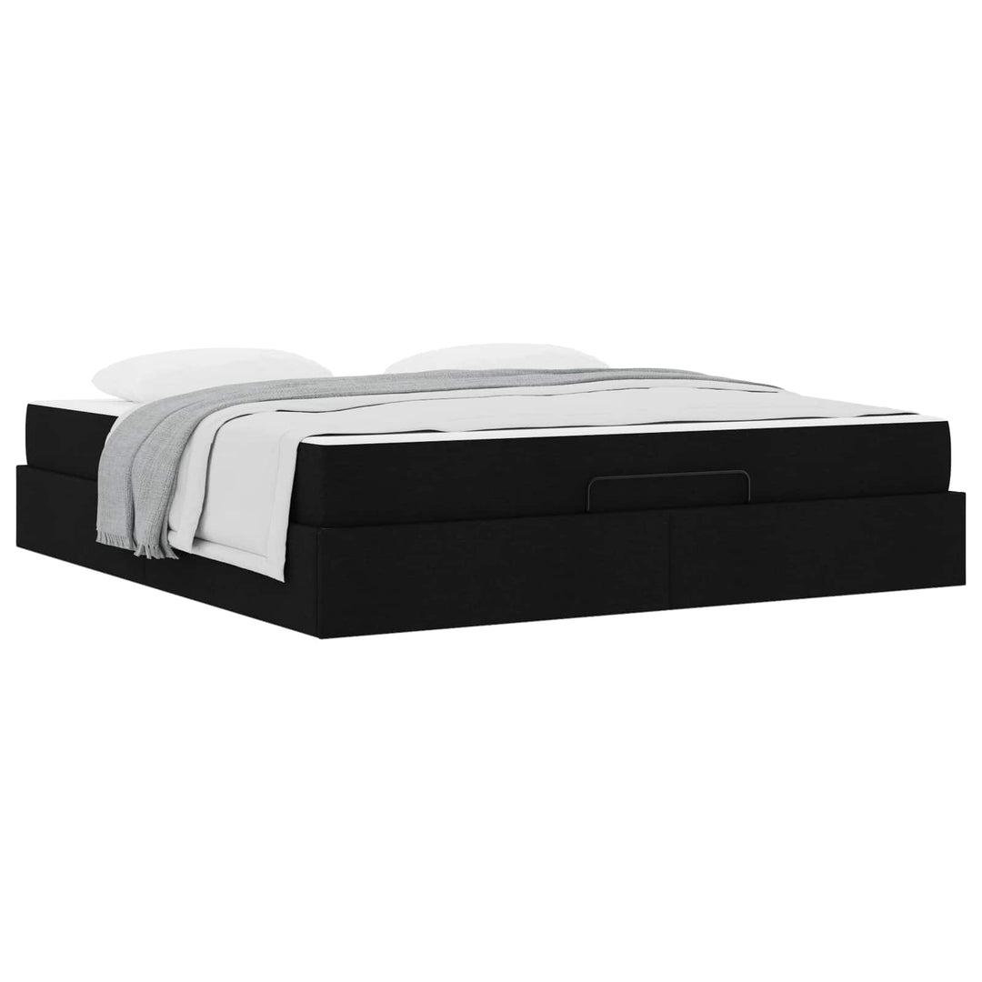 Sengeramme med madras 2 pcs Sort Stof