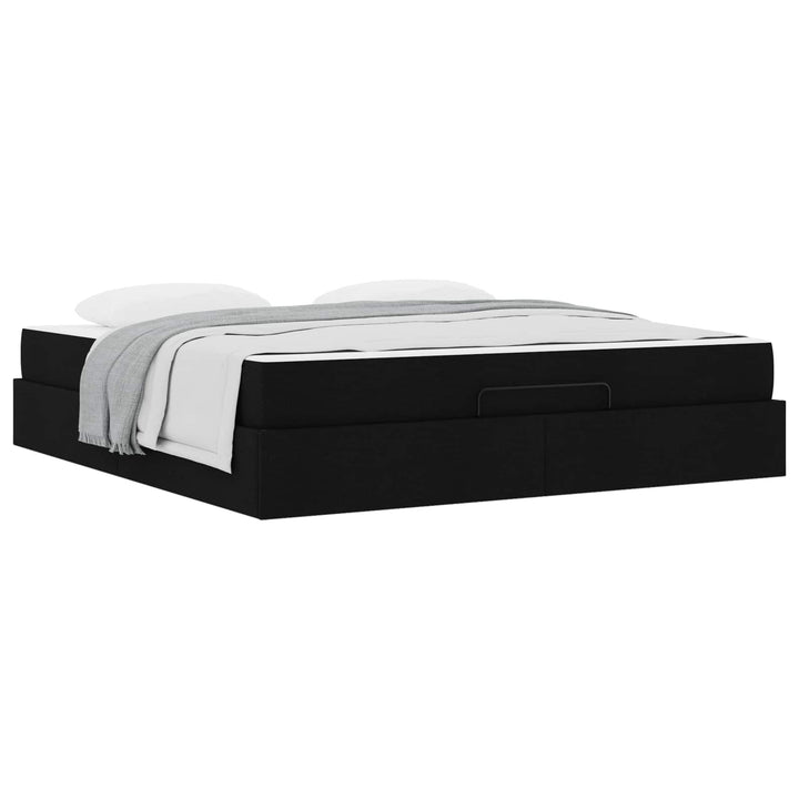 Sengeramme med madras 2 pcs Sort Stof