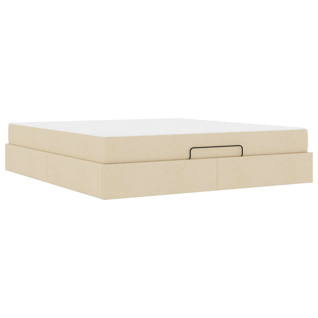Sengeramme med madras 2 pcs Creme Stof