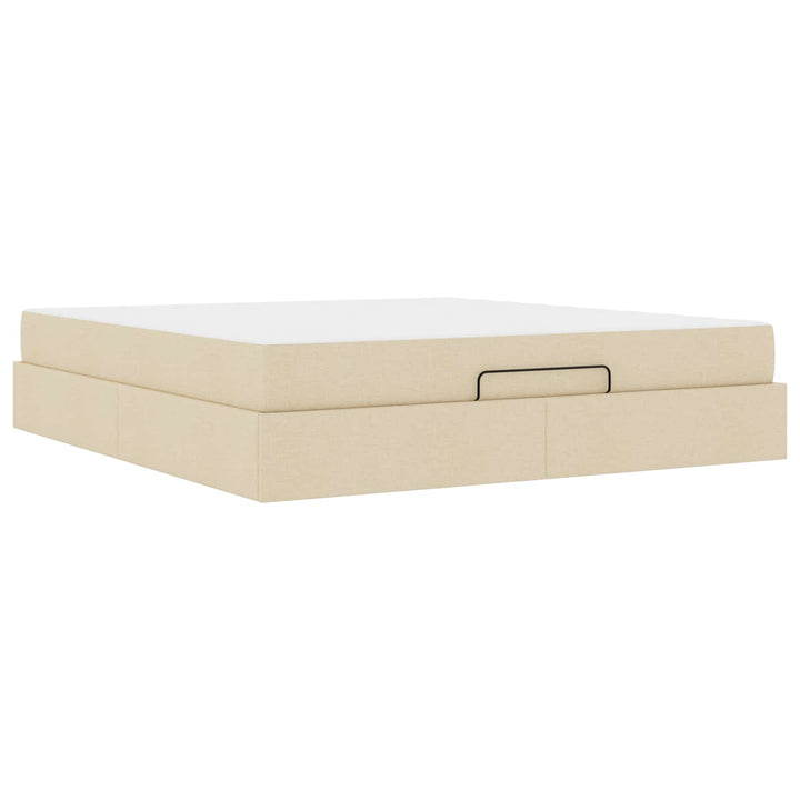 Sengeramme med madras 2 pcs Creme Stof
