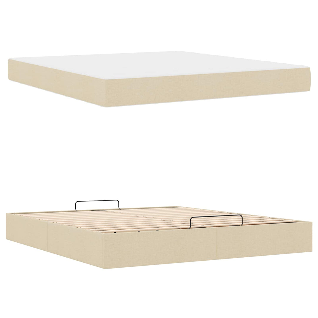 Sengeramme med madras 2 pcs Creme Stof