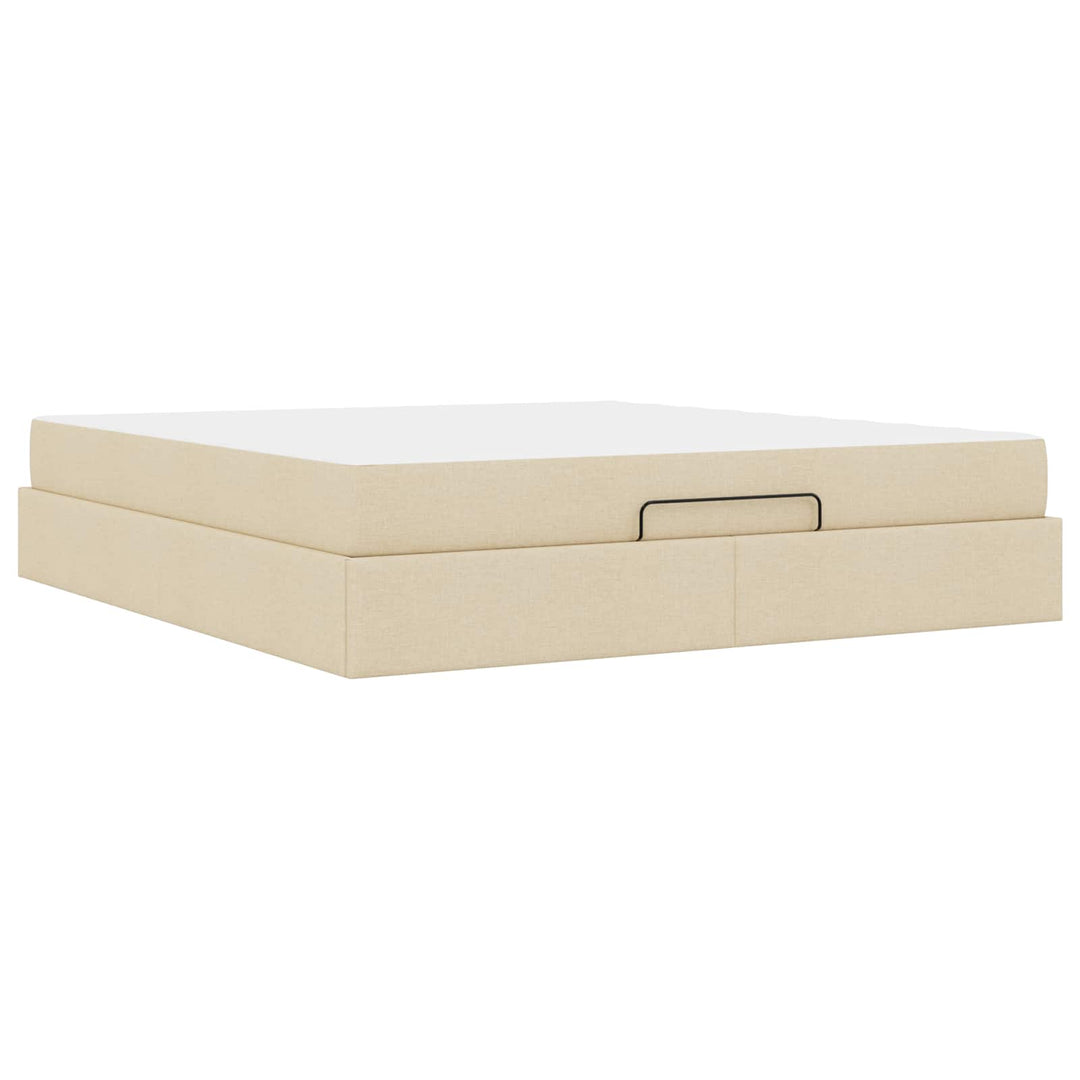 Sengeramme med madras 2 pcs Creme Stof