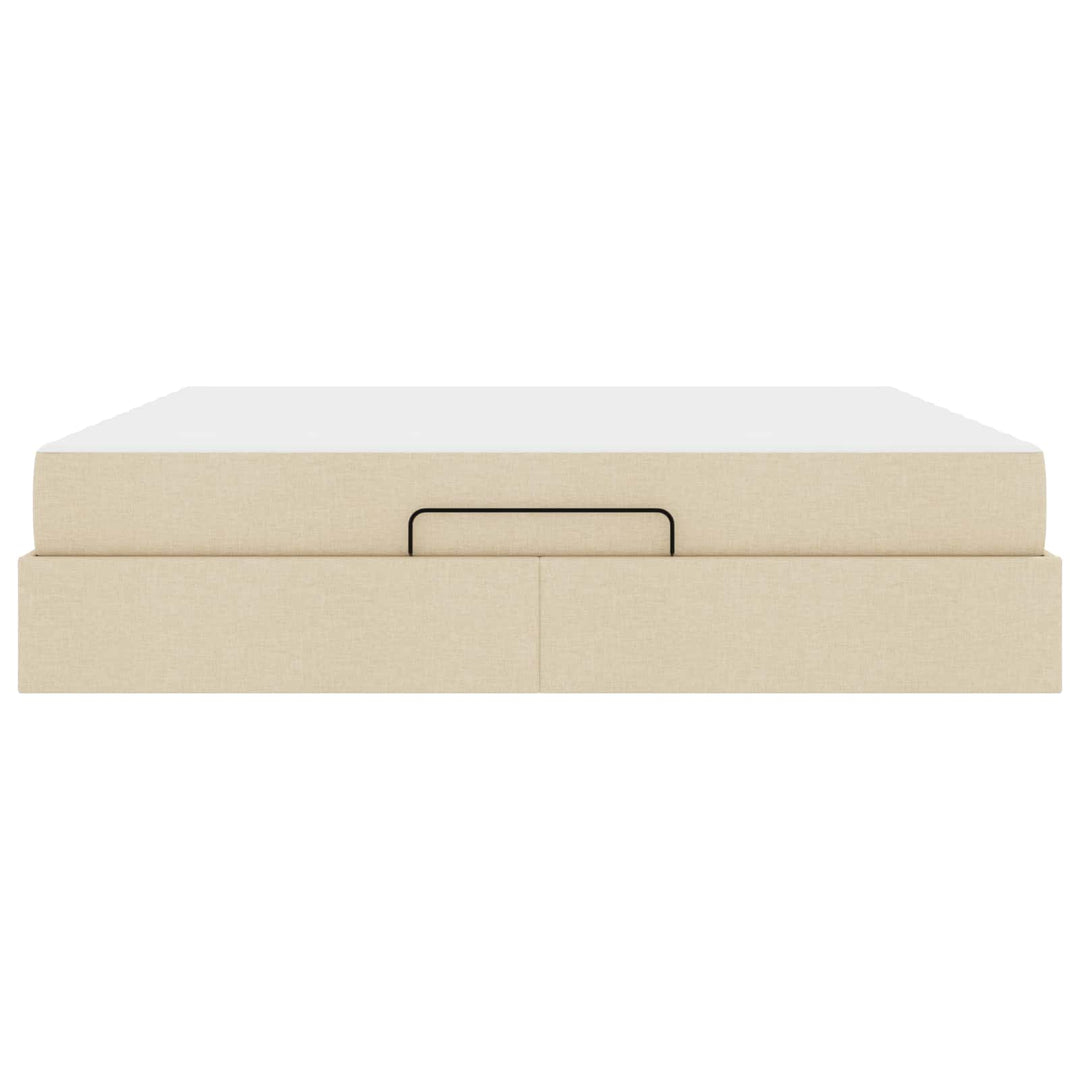 Sengeramme med madras 2 pcs Creme Stof
