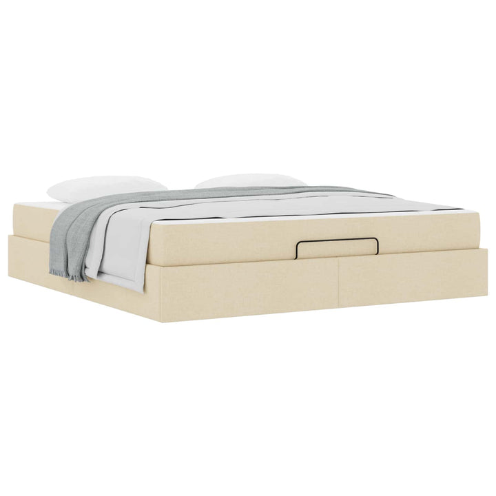 Sengeramme med madras 2 pcs Creme Stof