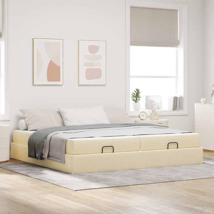 Sengeramme med madras 2 stk. Creme Stof