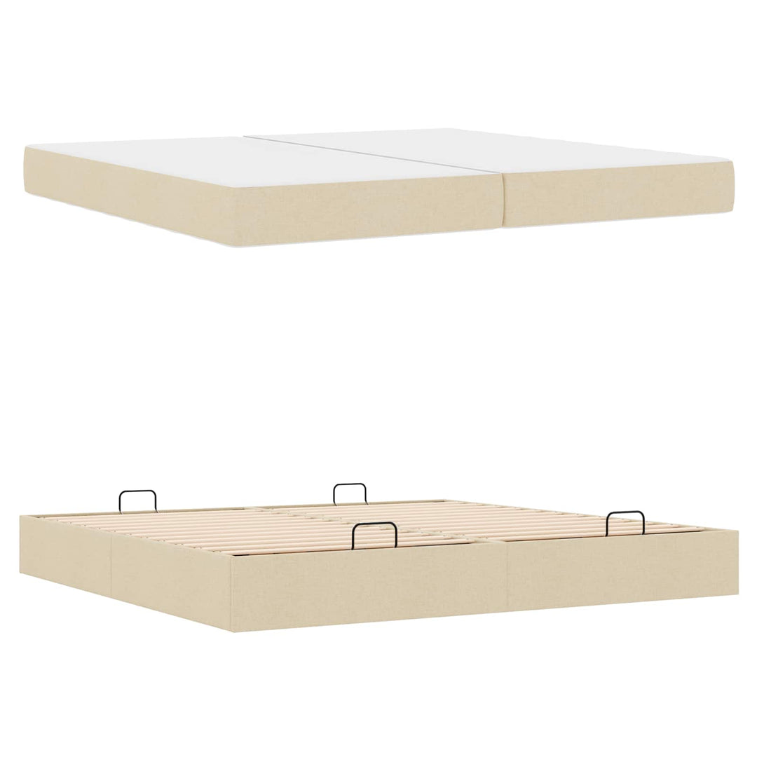 Sengeramme med madras 2 stk. Creme Stof