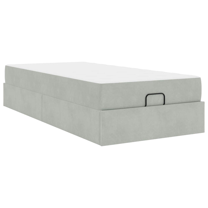 Sengeramme med madras 2 pcs Lysegrå Fløjl