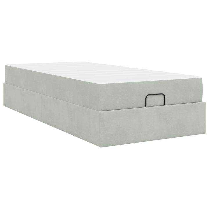 Sengeramme med madras 2 pcs Lysegrå Fløjl