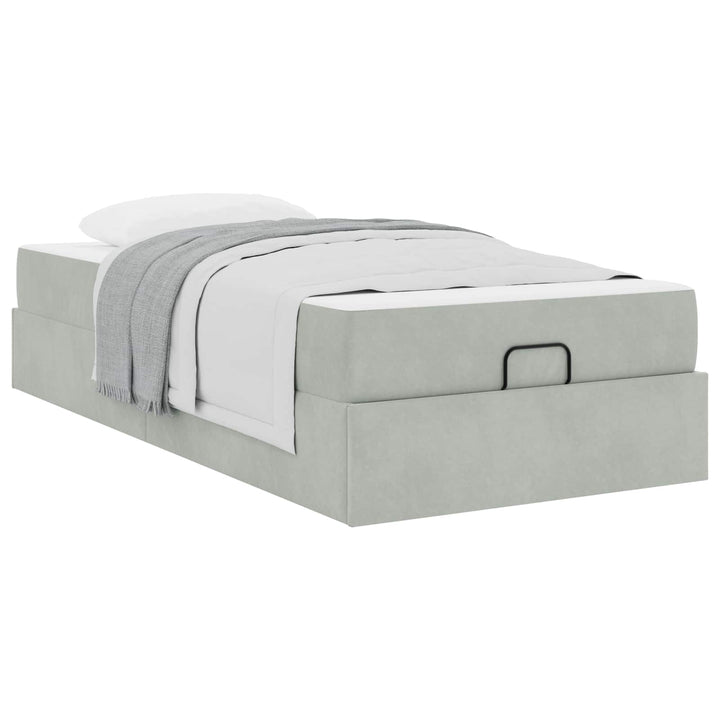 Sengeramme med madras 2 pcs Lysegrå Fløjl