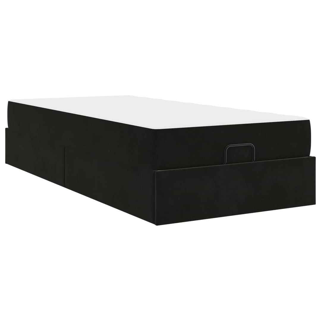 Sengeramme med madras 2 pcs Sort Fløjl