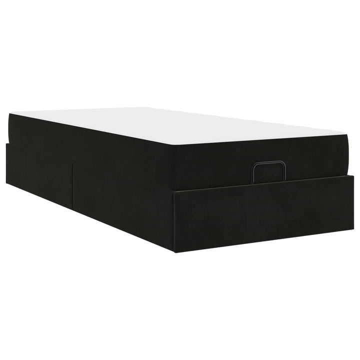 Sengeramme med madras 2 pcs Sort Fløjl