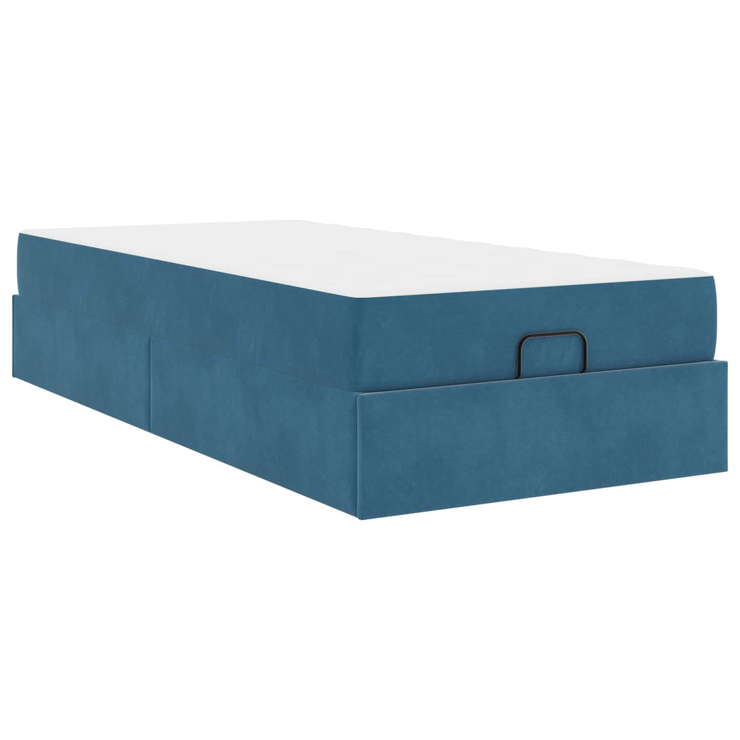 Sengeramme med madras 2 pcs Blå Fløjl