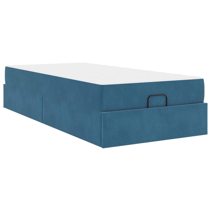 Sengeramme med madras 2 pcs Blå Fløjl