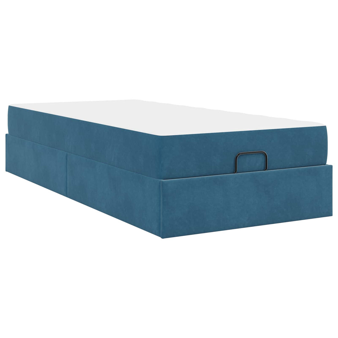 Sengeramme med madras 2 pcs Blå Fløjl