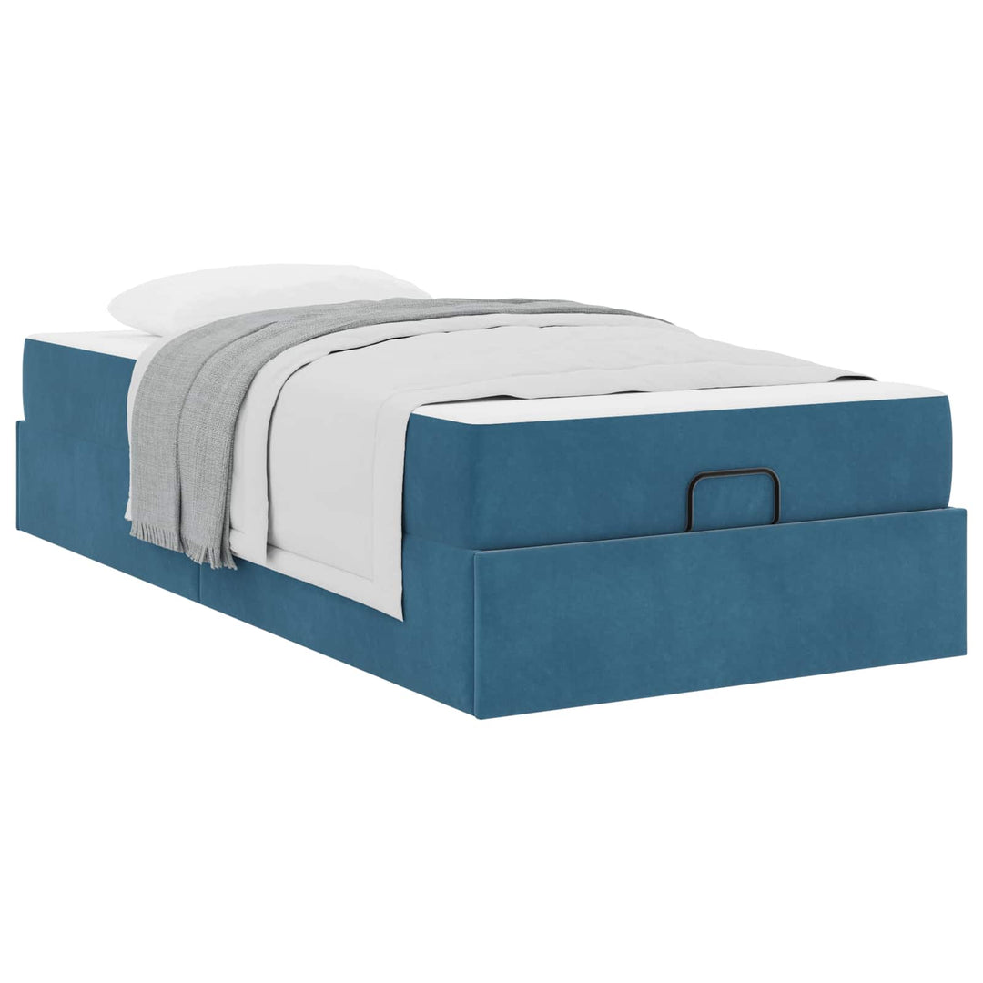 Sengeramme med madras 2 pcs Blå Fløjl