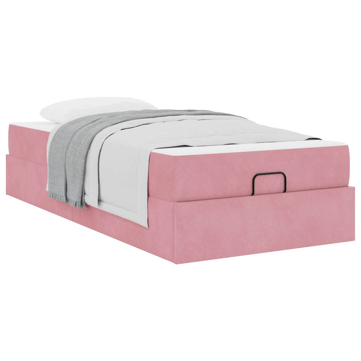 Sengeramme med madras 2 pcs Lyserød Fløjl