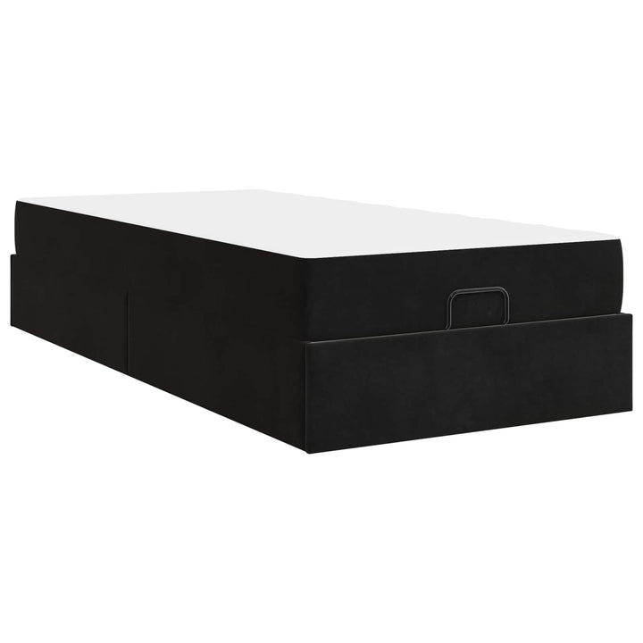Sengeramme med madras 2 pcs Sort Fløjl
