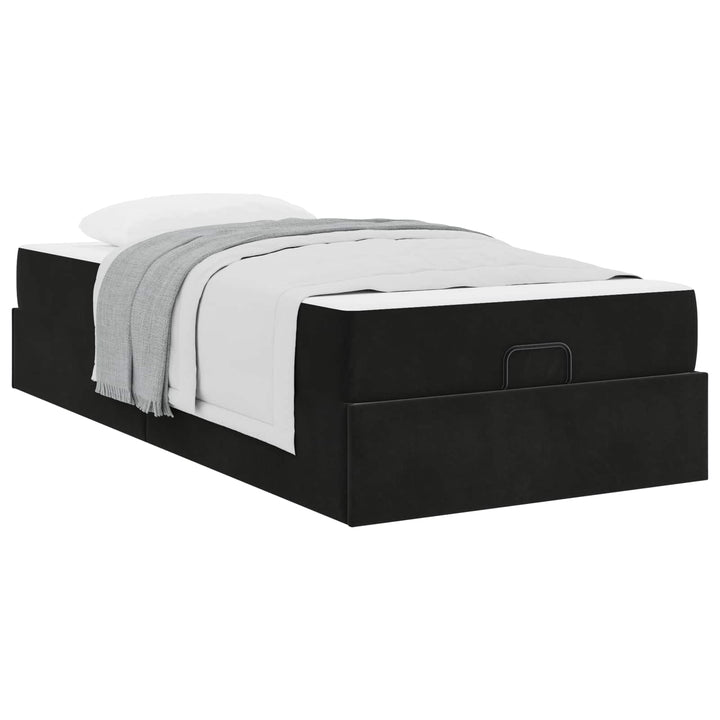 Sengeramme med madras 2 pcs Sort Fløjl