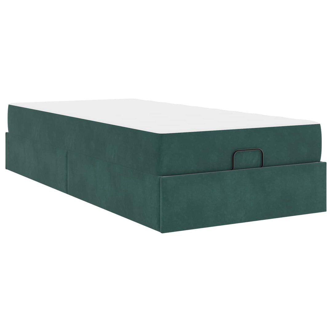 Sengeramme med madras 2 pcs Grøn Fløjl