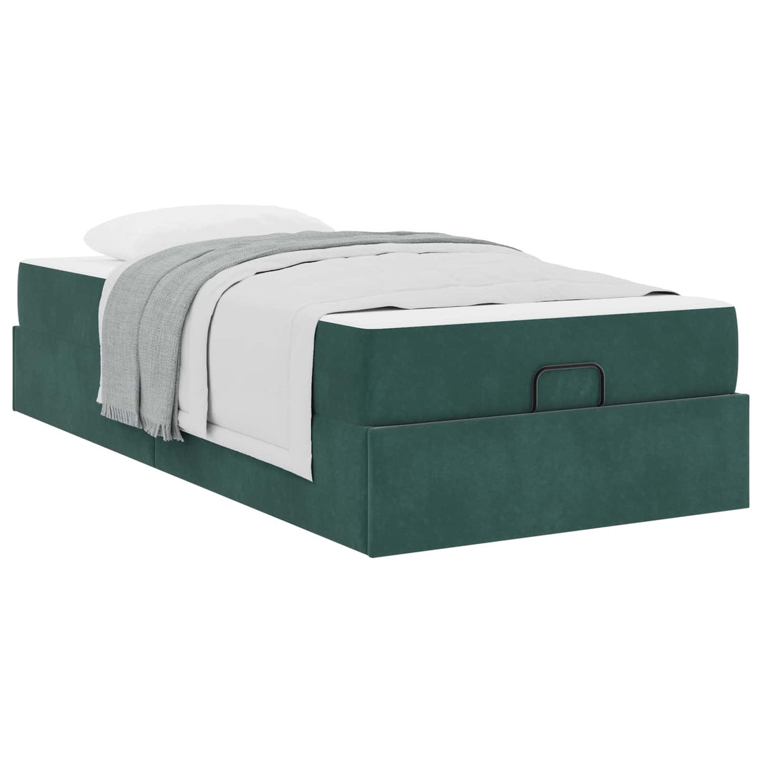 Sengeramme med madras 2 pcs Grøn Fløjl