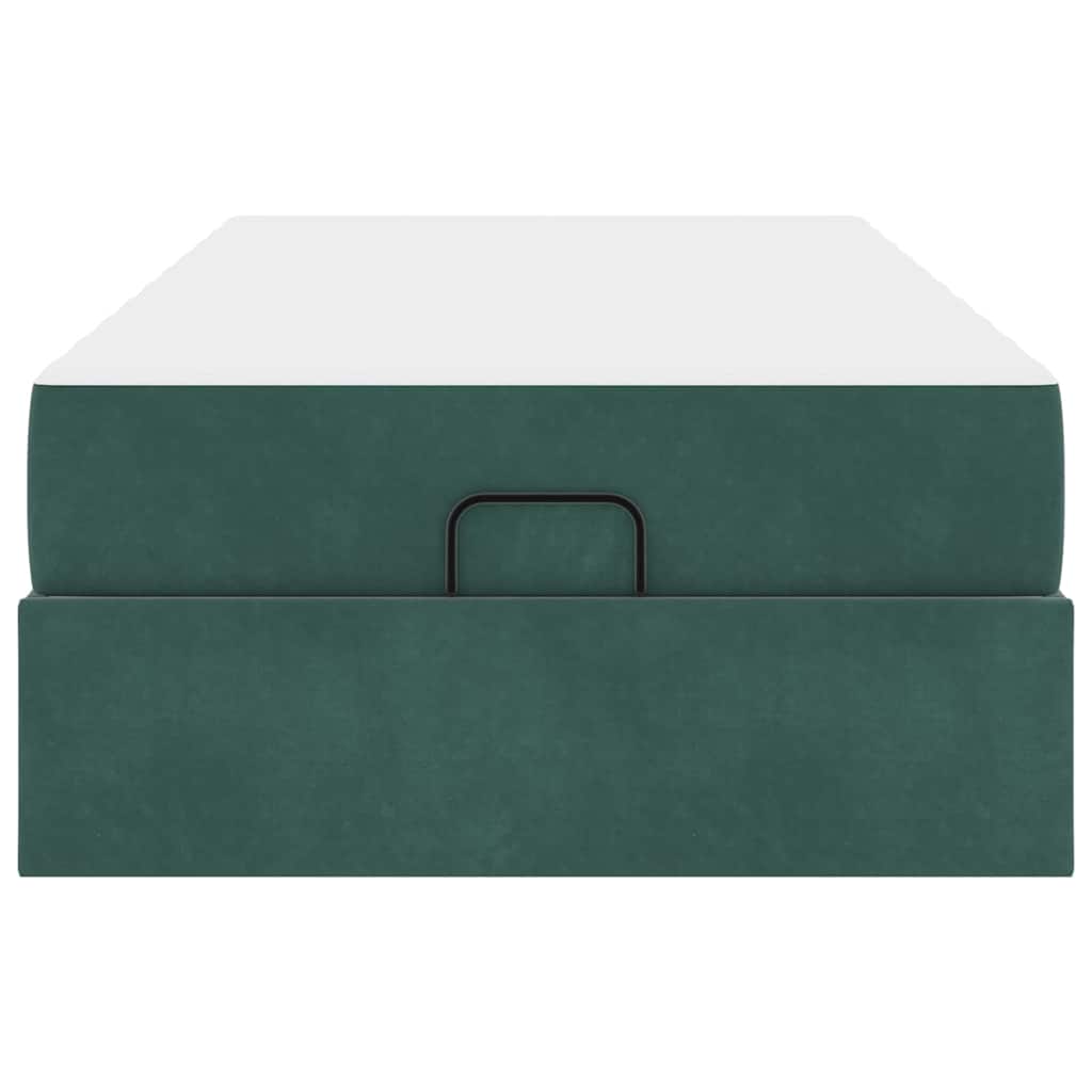 Sengeramme med madras 2 pcs Grøn Fløjl